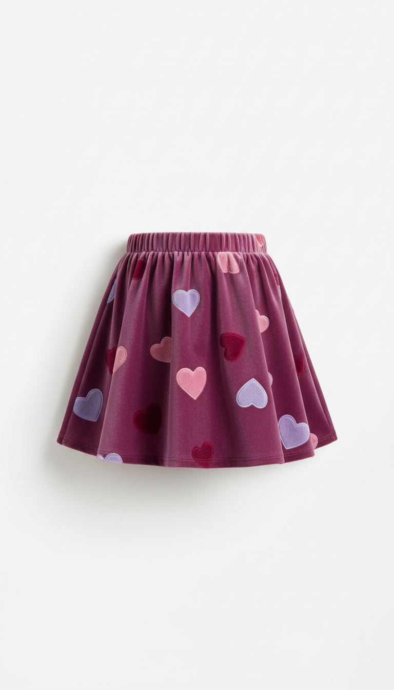 Saia de veludo Witchy Lilac com corações