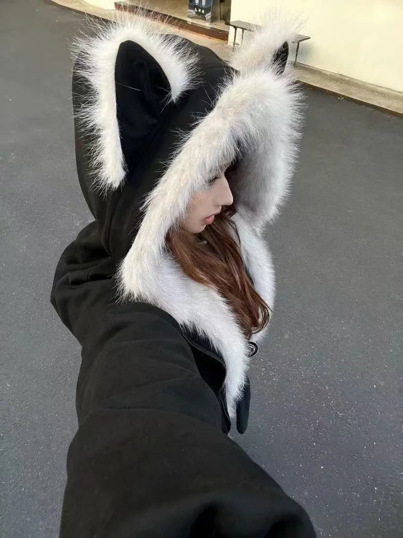 Gothic Cat Ear Hooded Coat